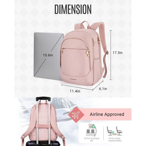 LIGHT FLIGHT Collage Laptop pink Backpack, 15.6 inch Laptop Travel Backpack main image 5